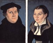 卢卡斯 伊尔 韦基奥 克拉纳赫 : Diptych with the Portraits of Luther and his Wife